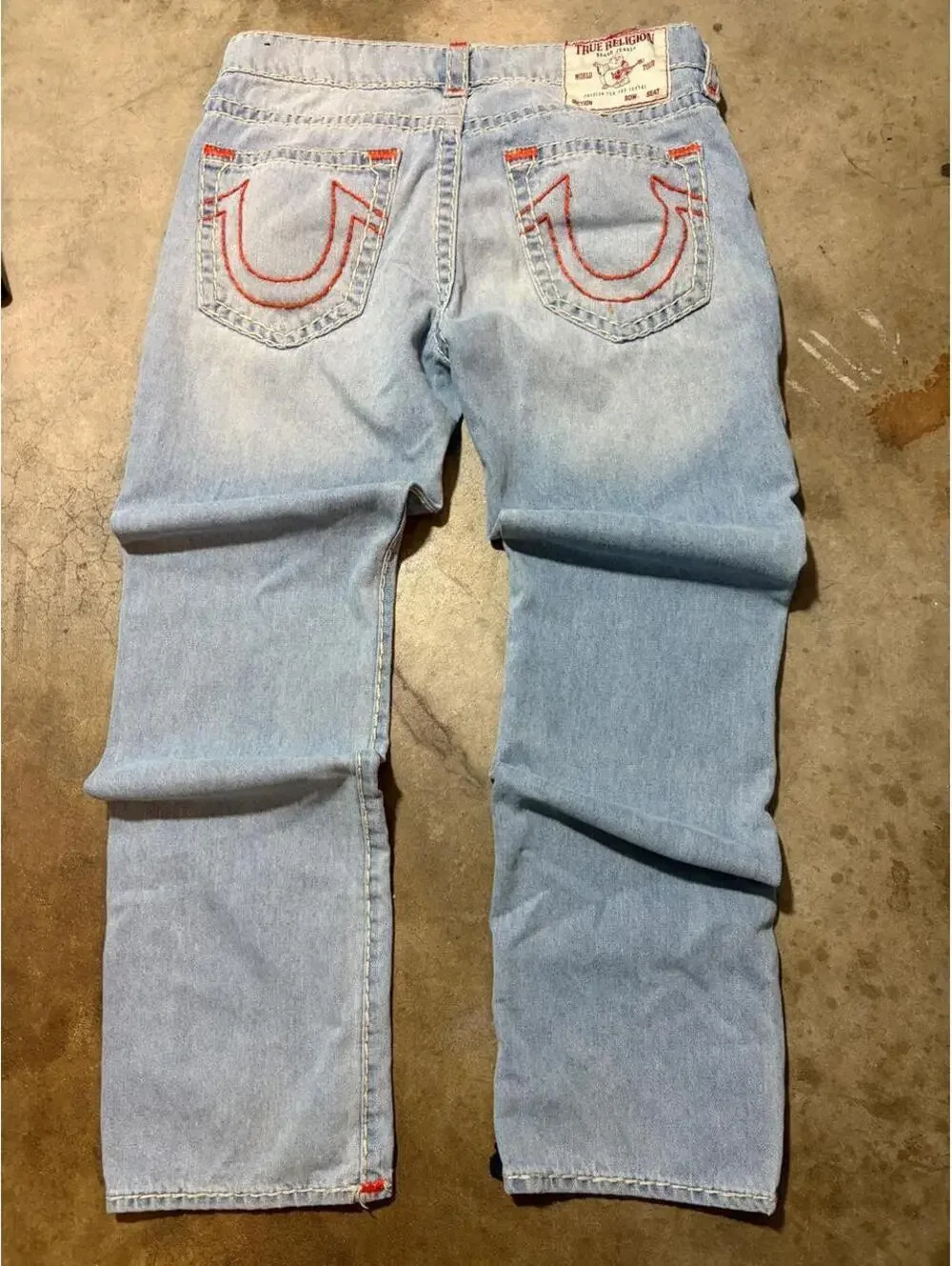 True Religion Ricky jeans orange stitch denim Y2K baggy relaxed straight vintage